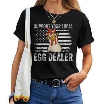 Retro Chicken Farmer Support Your Local Egg Dealer Women T-shirt - Thegiftio