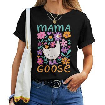 Silly Goose Mom Mommy Floral Mama Goose Women T-shirt | Mazezy