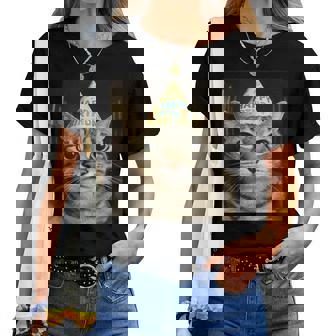 Staring Meme Cat Birthday Greeting Adults Boys Girls Women T-shirt - Thegiftio