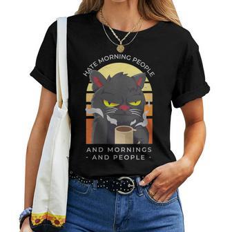 Gatos Y Café Cuello Camiseta de mujer - Regaloses