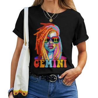 Gemini Queen African American Loc'd Zodiac Sign Women T-shirt - Thegiftio UK
