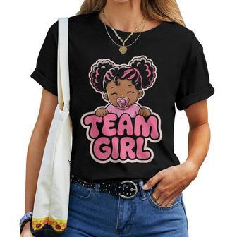 Gender Reveal Party Afro Team Girl Announcement Women T-shirt | Mazezy