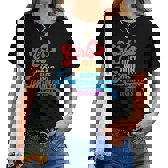 Girls Just Wanna Have Fundamental Rights カラフル レインボー レディースTシャツ - Kawaiitshirt