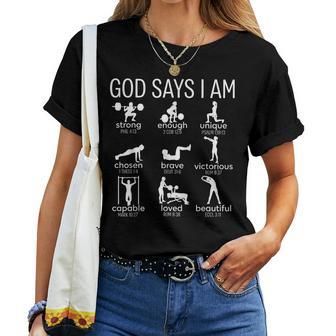 God Says I Am Christian Workout Gym Men Women T-shirt | Mazezy