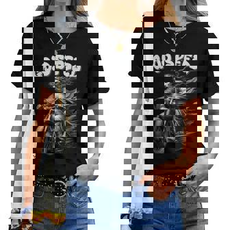 God Speed Jesus On A Motorcycle Christian Humour Women T-shirt - Thegiftio