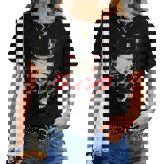 Goth Grunge Demon Anime Girl Waifu Horror Alt Aesthetic Women T-shirt | Mazezy