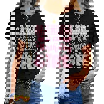 Grandma Of The Birthday Girl Family Pink Coquette Bow Bday Women T-shirt - Thegiftio