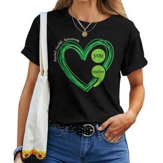 Green Heart Motivational Mental Health Awareness Women Women T-shirt - Thegiftio UK