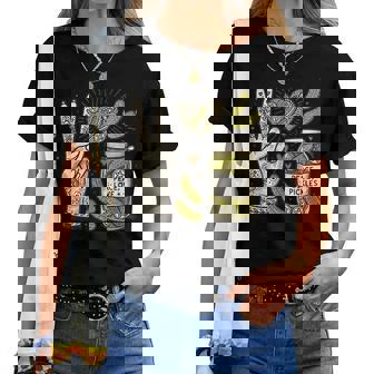 Groovy Peace Love & Pickles A Retro Delight For Food Lovers Women T-shirt | Mazezy