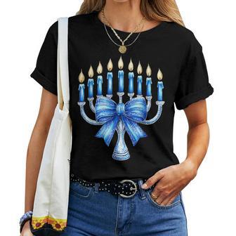 Hanukkah Menorah Happy Hanukkah Coquette Bow Girl Women Women T-shirt | Mazezy