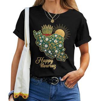 Happy Nowruz Persian New Year Iran Map Floral Spring Sabzeh Women T-shirt - Thegiftio