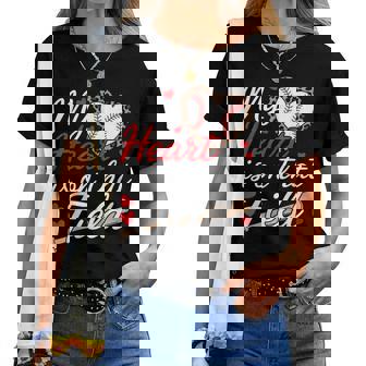 My Heart Is On That Field Cute Baseball Mom Baseball Grandma Women T-shirt - Thegiftio