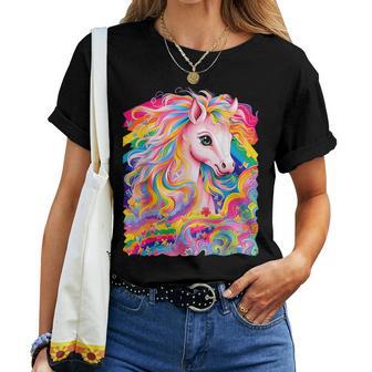Horse Colorful Rainbow Vibrant Graphic Women T-shirt | Mazezy