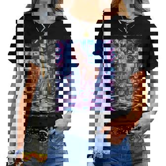 Hot Girl On 男性用 レトロフューチャリズム ピンナップガール 4 レディースTシャツ - Kawaiitshirt