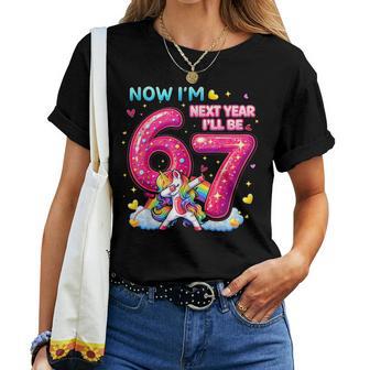 Now I’M 6 Next Year I’Ll Be 7 67 Unicorn Birthday Girl Women T-shirt | Mazezy