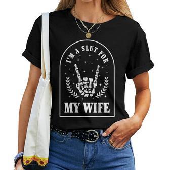 I'm A Slut For My Wife On Back Women T-shirt - Thegiftio