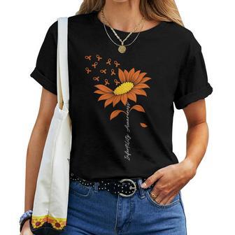 Infertility Awareness Sunflower Orange Ribbon Ivf Month Women T-shirt - Thegiftio