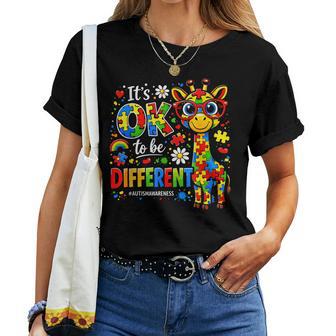 It's Ok To Be Different Autism Awareness Giraffe Women T-shirt - Thegiftio UK