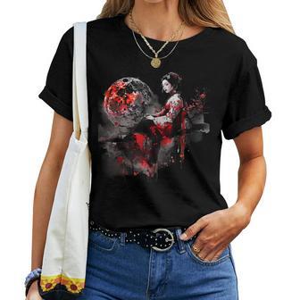 Japanese Geisha Kimono Geisha Girl Sakura Cherry Blossom Women T-shirt - Thegiftio UK
