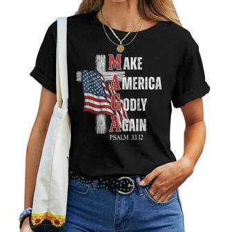 Jesus Make America Godly Again American Patriot Christian Women T-shirt | Mazezy