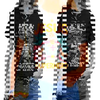 Jesus Original Superhero Comic Style Christian Women T-shirt | Mazezy