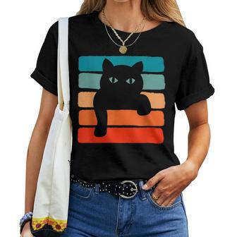 Katzenhemd Retroonnenuntergang Crazy Cat Lady T-shirt Frauen - Geschenkecke