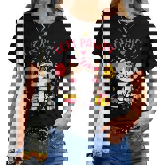 Let's Pawty Cute Cat Kitten Girl Female Birthday Women T-shirt - Thegiftio