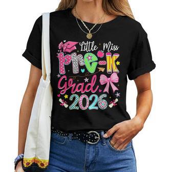 Little Miss Pre-K Grad 2026 Preschool Graduation Bow Girls Women T-shirt - Thegiftio