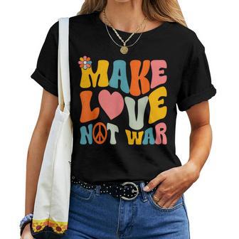 Make Love Not War Hippie 60S 70S Groovy Anti War Women T-shirt - Thegiftio UK