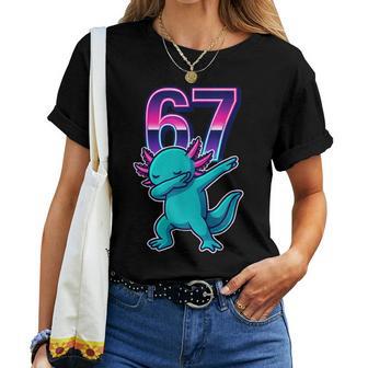 Lustiges Dabbing Axolotl 67 Meme Retro 80Er Jahre Mädchen Jungen Nager T-shirt Frauen - Seseable