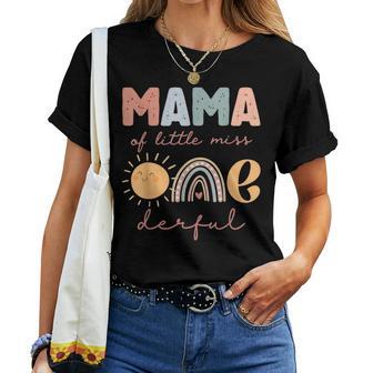 Mama Of Little Miss Onederful First Birthday Boho Rainbow Women T-shirt - Thegiftio UK