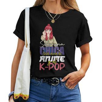 Manga Japonés Chica Kawaii Amante De La Música Kpop Anime Cuello Camiseta de mujer - Regaloses