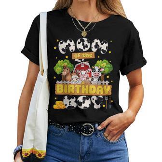 Mom And Dad Of The Birthday Boy Farm Family Matching Party Women T-shirt - Thegiftio UK