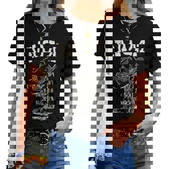 Mom Mama Cowboy Rodeo Western Matching Family Pocket Women T-shirt - Thegiftio