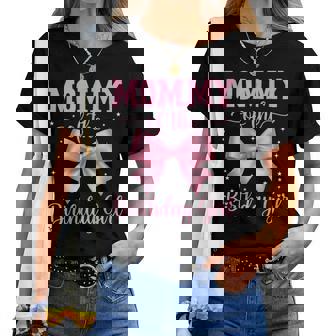 Mommy Of Birthday Girl Coquette Bow Party Family Matching Women T-shirt - Thegiftio