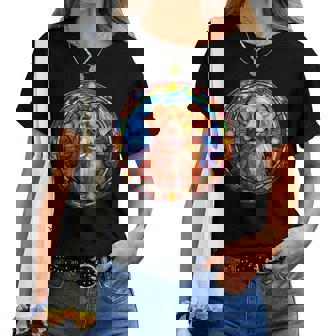 Novacotia Duck Tolling Retriever Toller Dog ステンドグラス レディースTシャツ - Kawaiitshirt