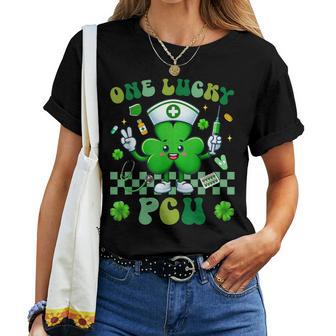One Lucky Pcu St Patrick’S Day Progressive Care Nurse Women T-shirt - Thegiftio