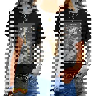 Opossum Drinking Iced Coffee Animal Meme Possum Humor Women T-shirt - Thegiftio