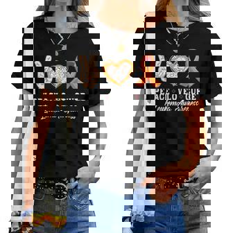 Peace Love Cure 白血病 意識啓発 男性 女性 子供 白血病 レディースTシャツ - Kawaiitshirt