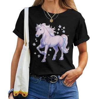 Pferd Mitternen Pferdemotiv Pferde Mädchen T-shirt Frauen - Seseable