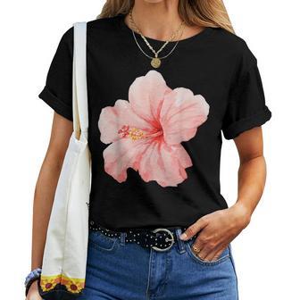 Pink Hibiscus Flower Cute Girly Summer Beach Women T-shirt - Thegiftio UK