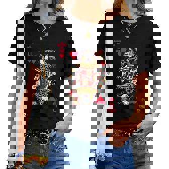 Queen Of Hearts Graphique Pour Avec Cartes À Jouer Et Roses T-shirt femme - Cadeauxyz