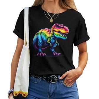 Rainbow T-Rex Dinosaur Lovers Tyrannosaurus Rex Rainbow Women T-shirt - Thegiftio UK