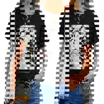 Samurai Giraffe Ninja Budo Japan Worrior Cherry Blosson レディースTシャツ - Kawaiitshirt