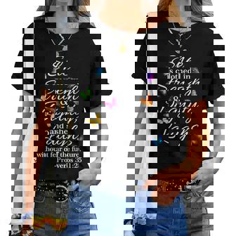 She Is Clothed Strength & Dignity Christian Faith Women T-shirt | Mazezy