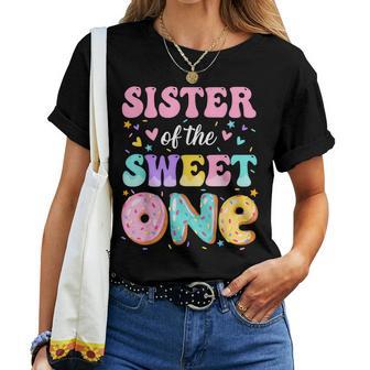 Sister Of The Sweet One 1St Birthday Donut Bday Party Women T-shirt - Thegiftio UK