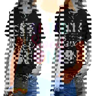 Sister Of The Sweet One First Birthday Matching Family Donut Women T-shirt - Thegiftio