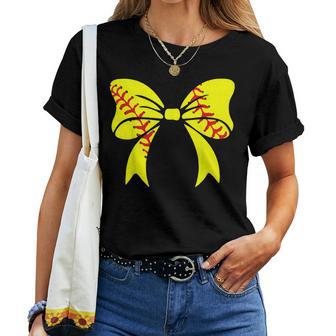 Softball Bow Softball Player For Women Mom Girl Women T-shirt - Thegiftio UK
