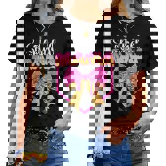 Softball Mom Drip Ice Cream Drip Sprinkle Mama Bow Women T-shirt - Thegiftio