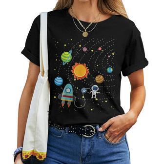 Space Planet Astronaute Geeksystèmeolaire Pour Enfants Garçons Filles T-shirt femme - Cadeauxyz